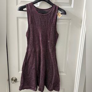 NWT American Eagle Shimmer Knit Maroon and Gold Dress size Medium